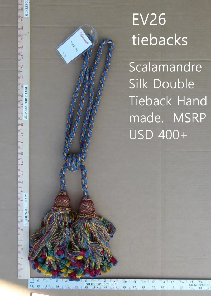P1120262 Scalamandre Silk Tiebacks Handmade Silk Double Tieback Blue MSRP USD400 each T2946-02