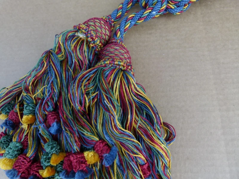 P1120263 Scalamandre Silk Tiebacks Handmade Silk Double Tieback Blue MSRP USD400 each T2946-02