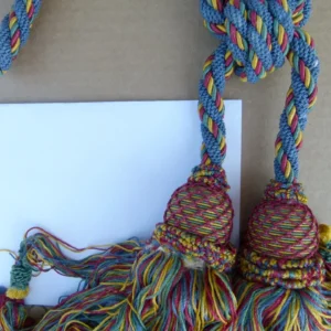 P1120265 Scalamandre Silk Tiebacks Handmade Silk Double Tieback Blue MSRP USD400 each T2946-02