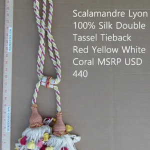 P1120268 Scalamandre Silk Tiebacks Handmade Lyon Silk Double Tassel Red Yellow White MSRP USD440 each T3187-17