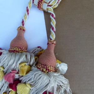 P1120269 Scalamandre Silk Tiebacks Handmade Lyon Silk Double Tassel Red Yellow White MSRP USD440 each T3187-17