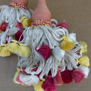 P1120271 Scalamandre Silk Tiebacks Handmade Lyon Silk Double Tassel Red Yellow White MSRP USD440 each T3187-17