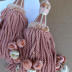 P1120273 Scalamandre Silk Tiebacks Handmade Silk Double Tassel Pastel Pink MSRP USD400 T3214-01