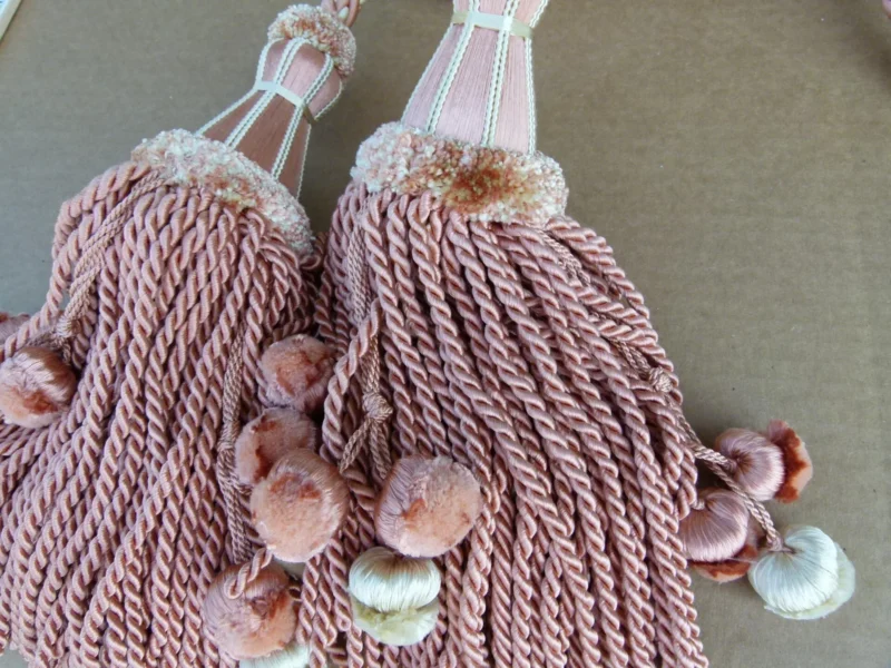 P1120276 Scalamandre Silk Tiebacks Handmade Silk Double Tassel Pastel Pink MSRP USD400 T3214-01