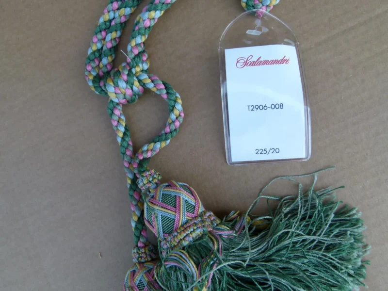 P1120280 Scalamandre Silk Tiebacks Handmade  Double Tassel Green MSRP USD500+ each T2906-008