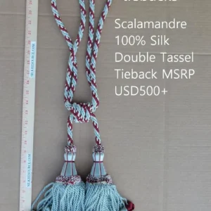 P1120285 Scalamandre Silk Tiebacks Handmade Lyon Double Tassel Sky Blue MSRP USD500each T3214-08