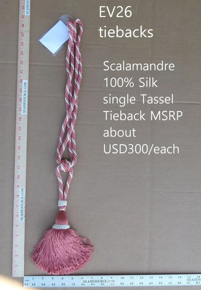 P1120293 Scalamandre Silk Tiebacks Handmade Single Tassel Medium Pink MSRP USD300/each T2803-006