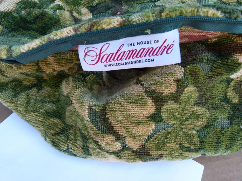 P1120302 Pillow Case only Scalamandre Marly Velvet Green Sphere Pillow 12" Diameter