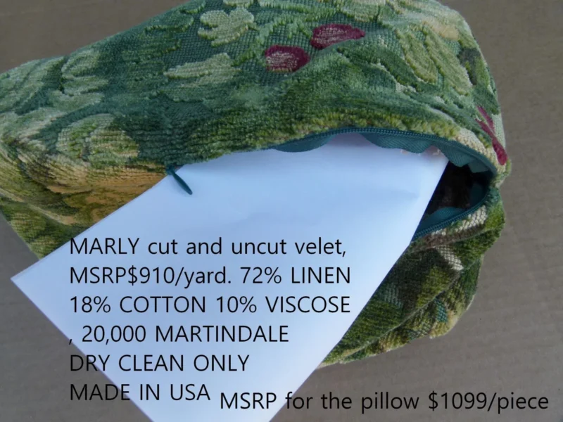 P1120305 Pillow Case only Scalamandre Marly Velvet Green Sphere Pillow 12" Diameter