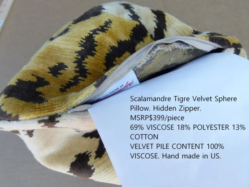 P1120308 Pillow Case only Scalamandre Tigre Velvet Pillow Handmade in US Sphere Pillow