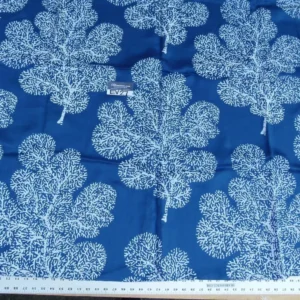 0.4Y Scalamandre Brooke Navy On White Blue Cotton Linen Print Heavy Cotton Linen Jacobean Flower Albert Hadley (Copy)