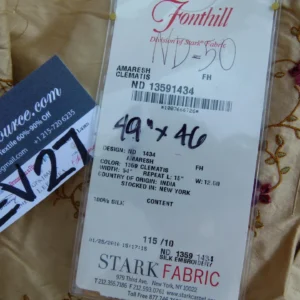 4 EV27 1.4yrd x 46"wide  Scalamandre AMARESH Clematis Silk Embroidery Gold