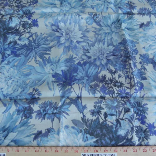 P1120396 9 EV27 53" X 53" Scalamandre Grey's Flower Garden Blues MSRP USD 324