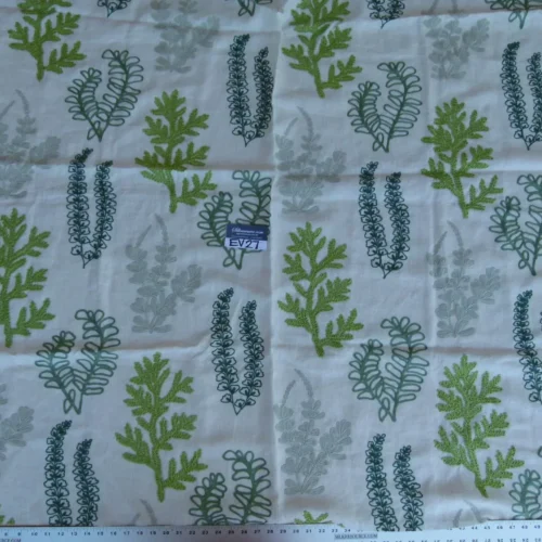 P1120469 26 EV27 1.4yd x 56″wide Scalamandre Harbor Green Seaweeds Ocean Plants Coral Reef Embroidery Linen MSRP USD 288