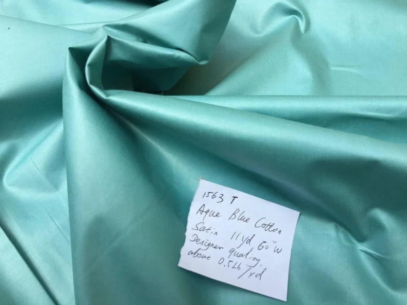 s-l1600 (10) Designer Aqua Blue Green Cotton Satin Silky 11yds (1563)
