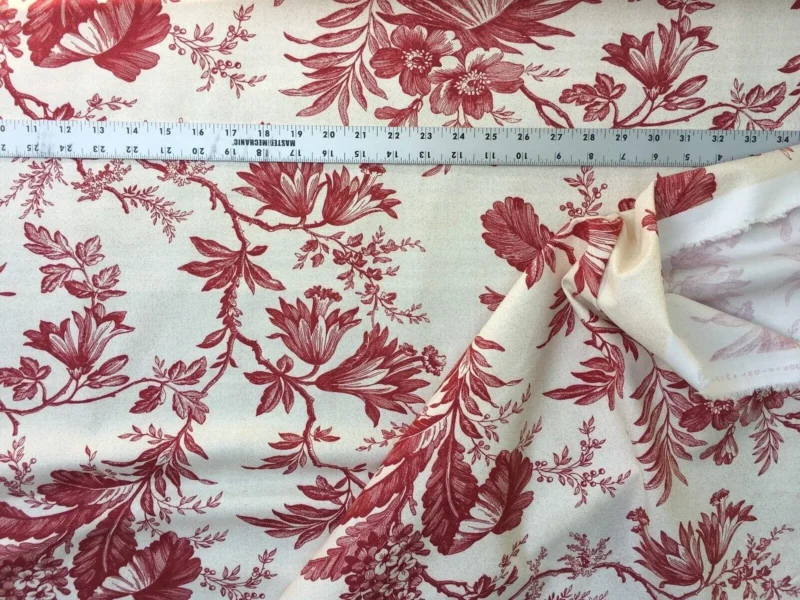 s-l1600 (35) 4.75Y Stroheim & Romann Toile Print Cotton Plantation Red on Natural Country #1578