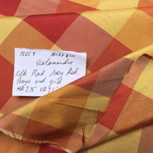 s-l1600-8 BY Yard Scalamandre 100% Silk Plaid Check Orange Red Gold Saffron MSRP USD 200+/y #1565