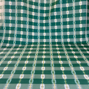 IMG_4859 Old World Weavers Scalamandre Balikat Emerald Green White Plaid Print Cotton Ikat Bali Country
