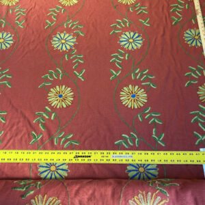 IMG_4948 Scalamandre  Daisy Crewel Red Wool On Cotton Hand Embroidery MSRP USD 160/Y