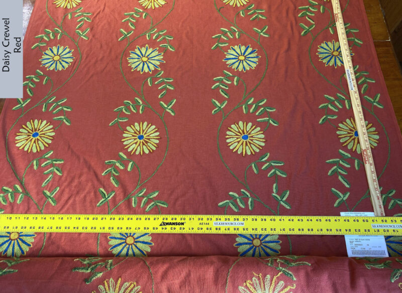 IMG_4948 Scalamandre  Daisy Crewel Red Wool On Cotton Hand Embroidery MSRP USD 160/Y
