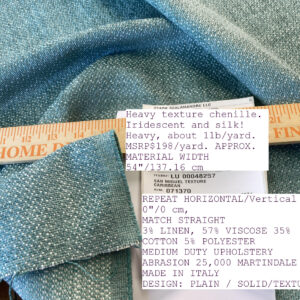 IMG_5002 by yard Scalamandre San Miguel Texture Caribbean Heavy Blue Ocean Aqua Green Chenille MSRP USD 216/Y