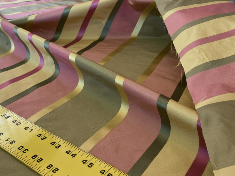 IMG_5197 Scalamandre " Belle Sage, Pink & Gold Silk Satin Texture Stripe MSRP USD 188/Y Stripe