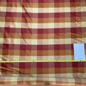 IMG_8969 Stunning Schumacher 100% Silk Dupioni Plaid Square Raspberry Pink Red Orange Butter Yellow Gold