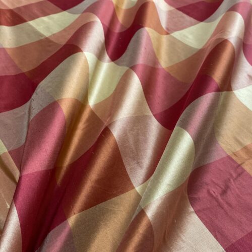IMG_8972 Schumacher 100% Silk Dupioni Plaid Square Raspberry Pink Red Orange Butter Yellow Gold