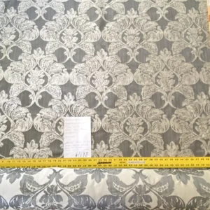 IMG_9059 Stroheim & Romann Luxurious 100% Silk Renaissance Medallion Fleur De Lis Damask Silver White Pewter MSRP USD300+/Y