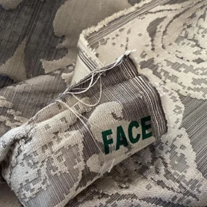 IMG_9062 Stroheim & Romann Luxurious 100% Silk Renaissance Medallion Fleur De Lis Damask Silver White Pewter MSRP USD300+/Y