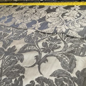 IMG_9066 Stroheim & Romann Luxurious 100% Silk Renaissance Medallion Fleur De Lis Damask Silver White Pewter MSRP USD300+/Y