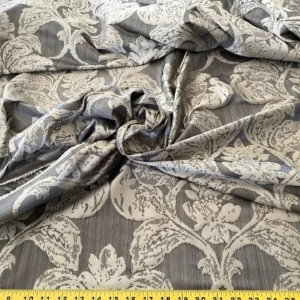 IMG_9067 Stroheim & Romann Luxurious 100% Silk Renaissance Medallion Fleur De Lis Damask Silver White Pewter MSRP USD300+/Y