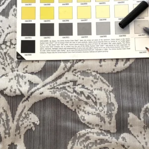 IMG_9068 Stroheim & Romann Luxurious 100% Silk Renaissance Medallion Fleur De Lis Damask Silver White Pewter MSRP USD300+/Y