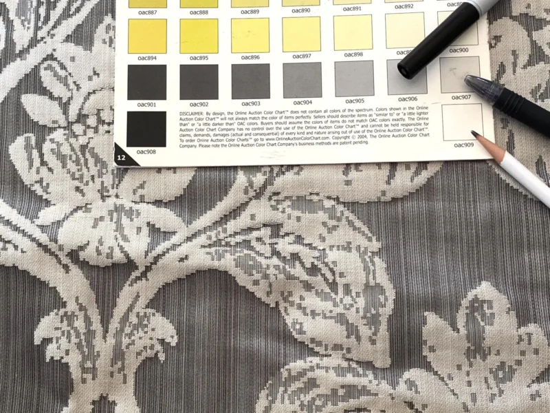 IMG_9068 Stroheim & Romann Luxurious 100% Silk Renaissance Medallion Fleur De Lis Damask Silver White Pewter MSRP USD300+/Y