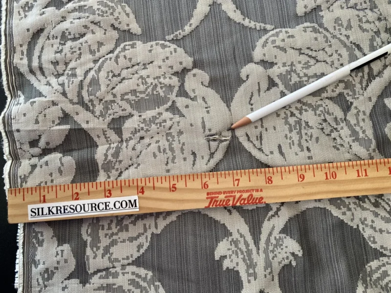 IMG_9073 Stroheim & Romann Luxurious 100% Silk Renaissance Medallion Fleur De Lis Damask Silver White Pewter MSRP USD300+/Y