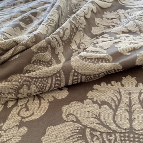 Stroheim & Romann Renaissance Iris Damask  Artichoke Pomegranate  Cotton Polyester Silky Beige Grey
