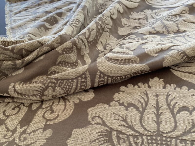 IMG_9371 Stroheim & Romann Renaissance Iris Damask  Artichoke Pomegranate  Cotton Polyester Silky Beige Grey