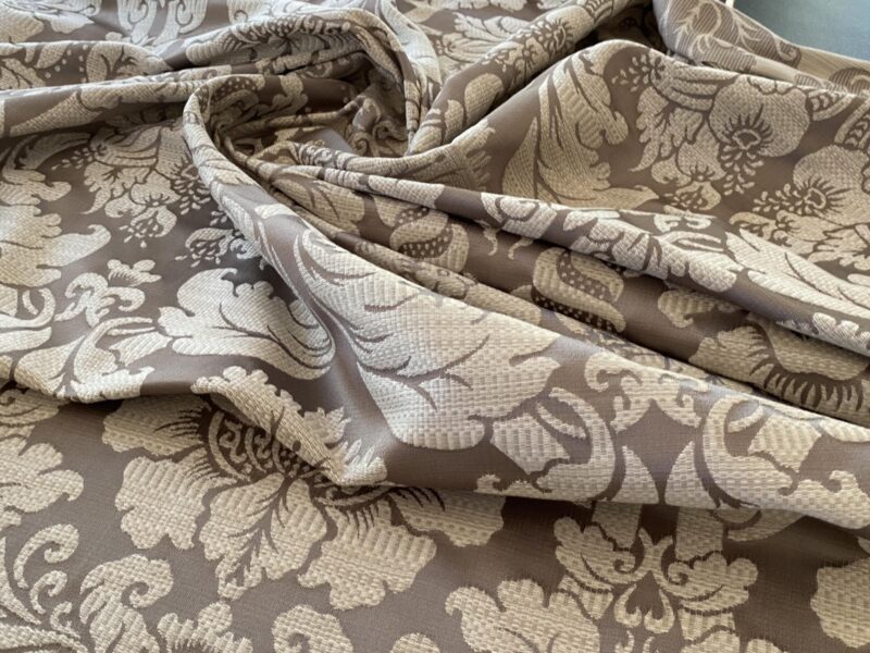 IMG_9374 Stroheim & Romann Renaissance Iris Damask  Artichoke Pomegranate  Cotton Polyester Silky Beige Grey