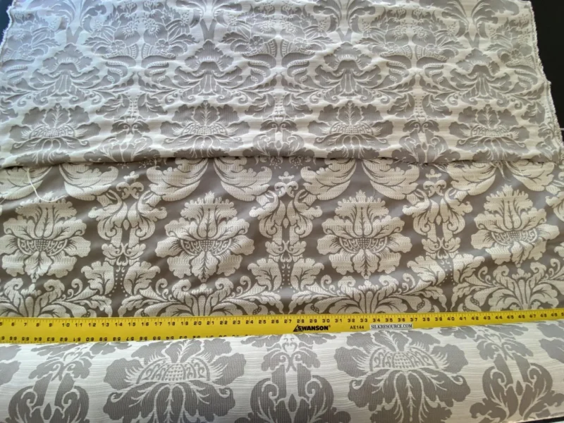 IMG_9375 Stroheim & Romann Renaissance Iris Damask  Artichoke Pomegranate  Cotton Polyester Silky Beige Grey