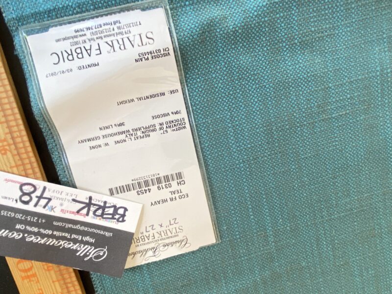 IMG_9545 Scalamandre Eco FR Heavy Teal Viscose Plain Light Blue - Square 27″x 27″