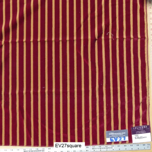 P1120550 Scalamandre LELIEVRE Paris Casaque Rouge Stripe Cut Velvet Red and Beige - Square