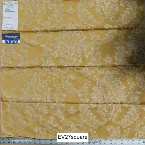 P1120594 Scalamandre Old World Weavers, Yellow Arcanthus Damask Gold White - 26"x27" Square