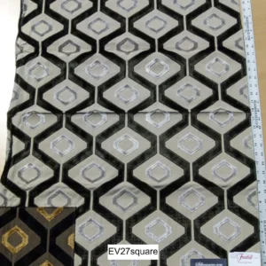 Scalamandre Fonthill Gavin Grey Viscose Velvet Geometric Diamond Black Beige - Square 36 Inchesx26 Inches