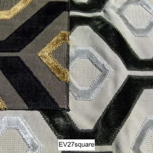 Scalamandre Fonthill Gavin Grey Viscose Velvet Geometric Diamond Black Beige - Square 36 Inchesx26 Inches