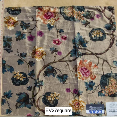 P1120614 Square Scalamandre Old World Weavers Villa Balbianello Orange, Rouge, Teal, Brown - Square 26"x26"