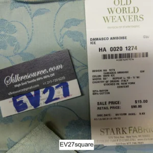 P1120706 Scalamandre Damasco Amboise Ice Botanical Foliage - Square 18" x 27"