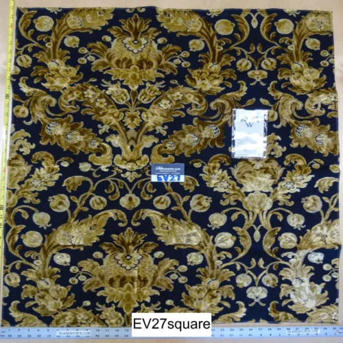 P1120707 Scalamandre Grey Watkins Cherbourg Gold Velvet Damask on Black - Square 34" x 35"