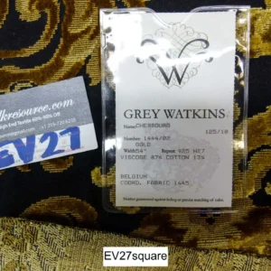 Scalamandre Grey Watkins Cherbourg Gold Velvet Damask on Black - Square 34" x 35"