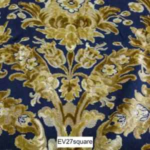 Scalamandre Grey Watkins Cherbourg Gold Velvet Damask on Black - Square 34" x 35"
