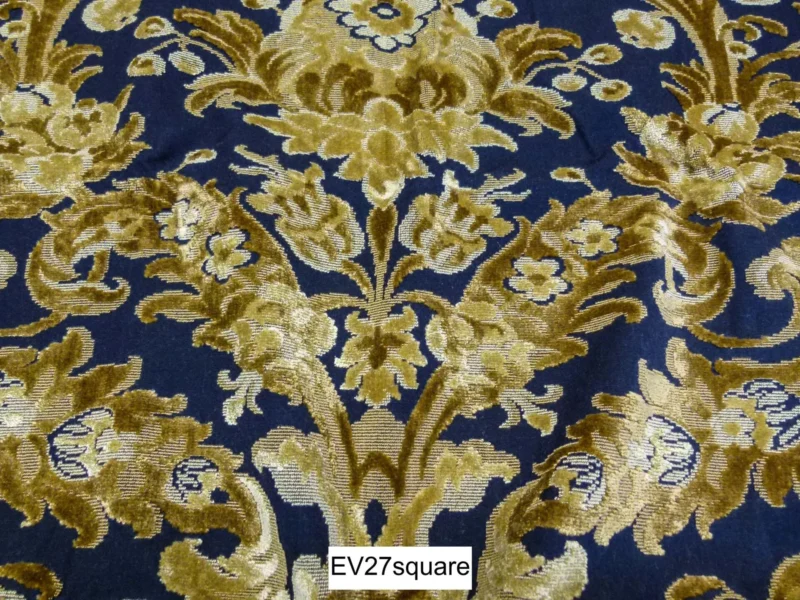 Scalamandre Grey Watkins Cherbourg Gold Velvet Damask on Black - Square 34" x 35"